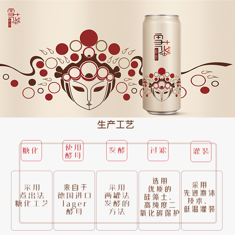 雪花啤酒(Snowbeer)脸谱花旦(概念系列)500ml*12听 整箱装