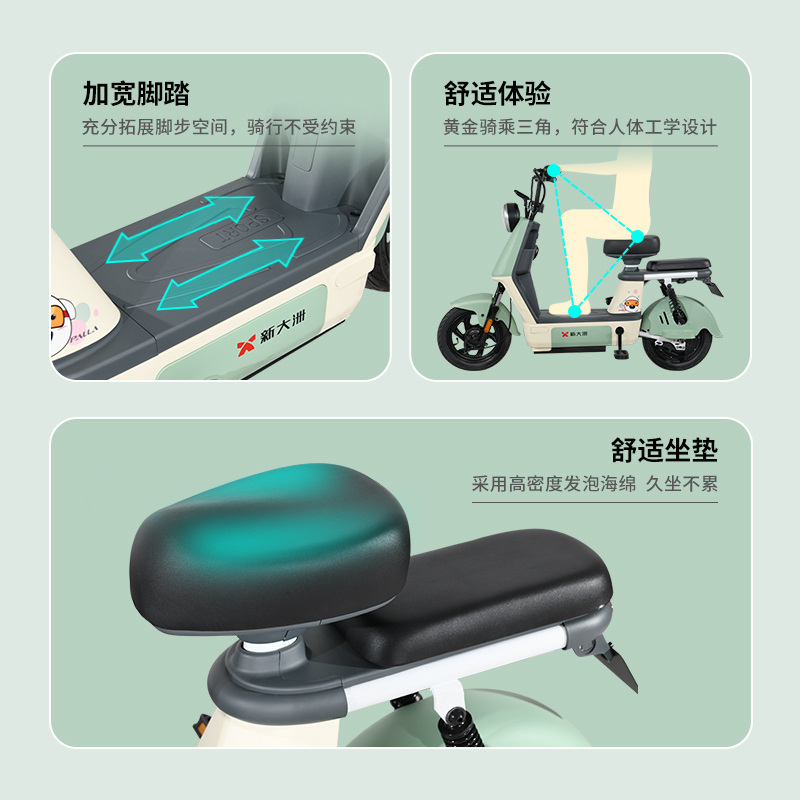 派乐/PALLA 贝塔 新国标48V18Ah铅酸电池电动车代步助力电动自行车 水雾桃粉(不带菜篮+靠背)