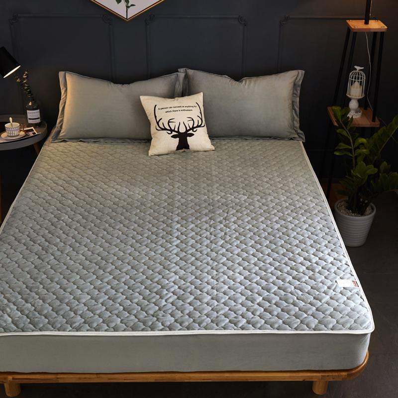 家柏饰(CORATED)床笠单件加厚夹棉1.8m床保护套 床罩床垫套 灰色 150x200cm