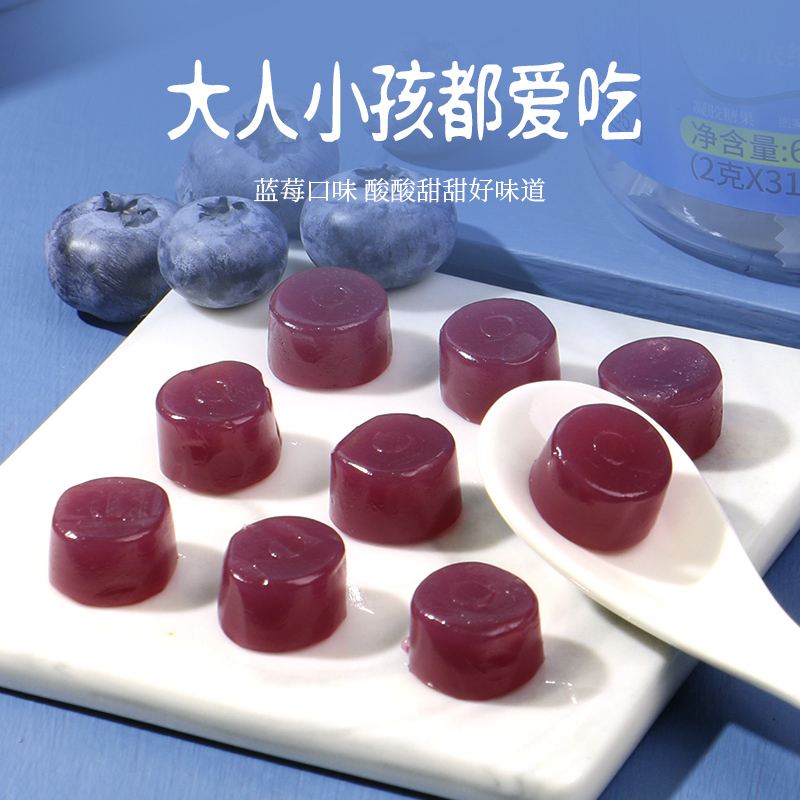 买1发3同款北京同仁堂蓝莓叶黄素酯软糖果片呵护眼睛儿童学生成人中