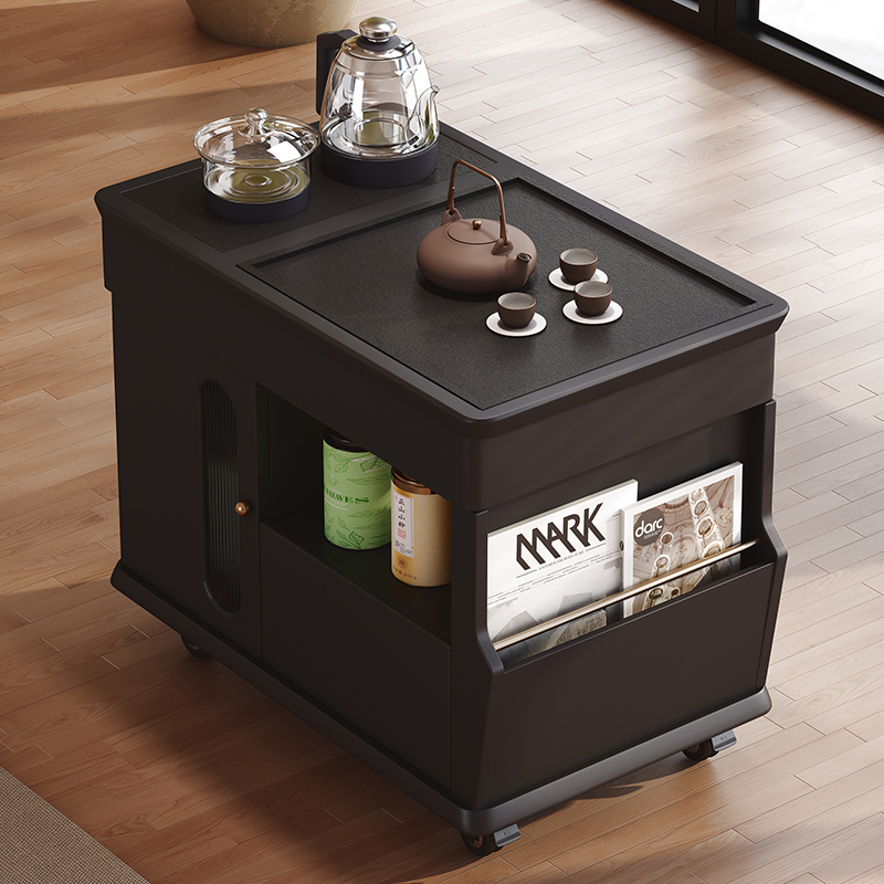 青木川 实木沙发边几侧边柜客厅阳台带轮子可移动家用小户型泡茶桌小茶桌带烧水壶一体茶吧机角几长方形茶几高清大图