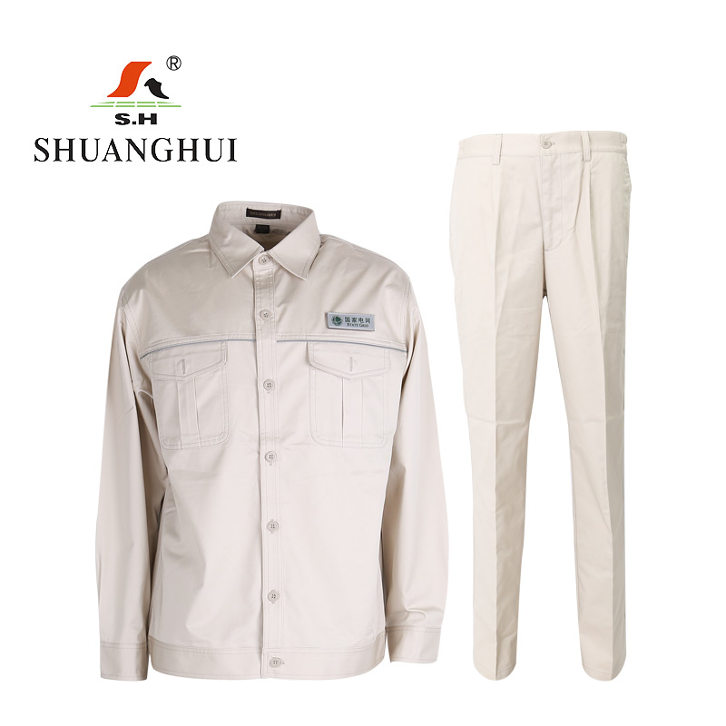 双惠男女款夏季标志工作服SHW-199-A，面料100%棉，深蓝色，155-195（套）