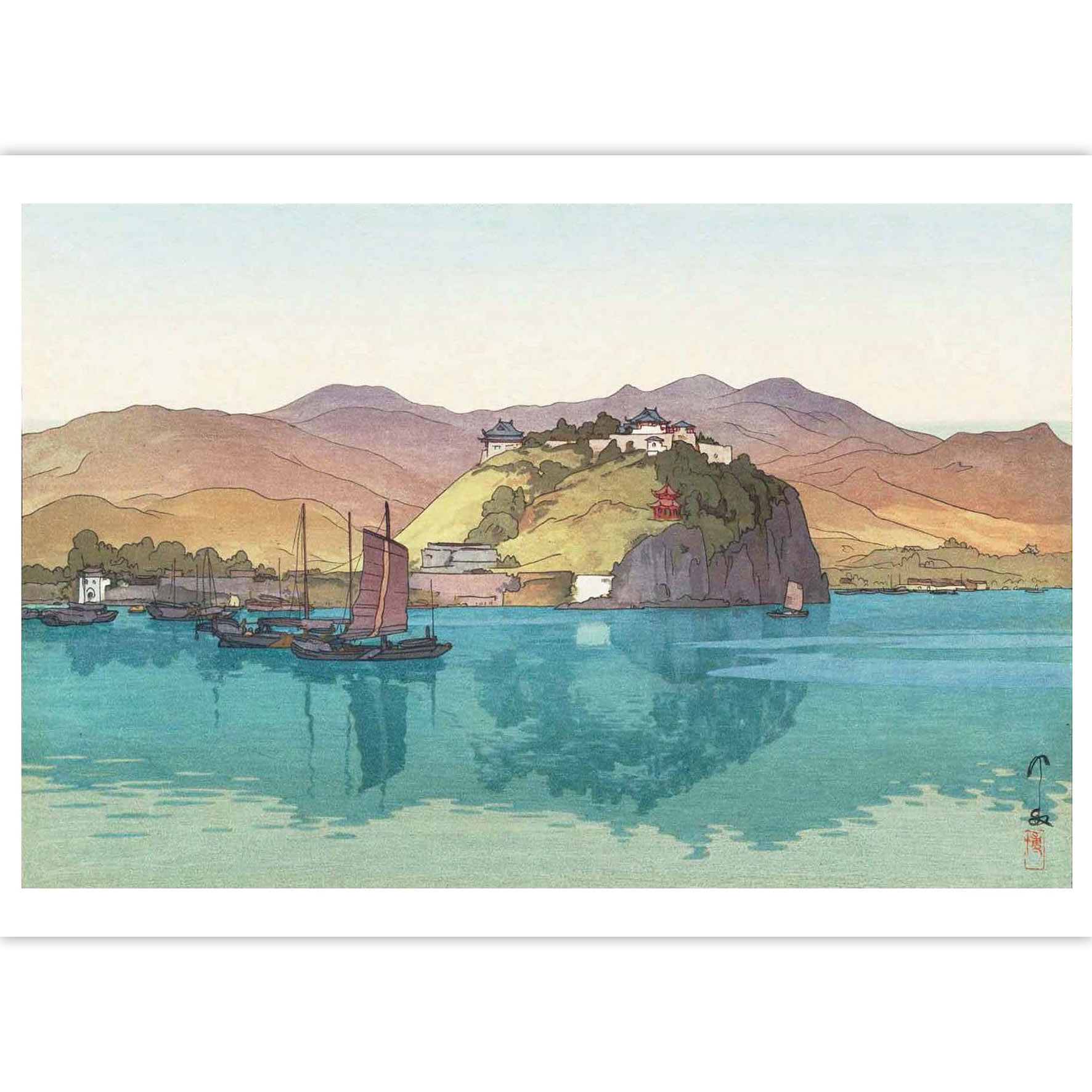 [正版]江涵秋影 出类艺术明信片 近现代大师吉田博水风景版画选 日本画和风浮世绘版画作品 山水画创意 唯美日系古风插画高清大图