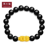 周大福福字“吉祥如意”貔貅手串足金金玉髓手链R24681