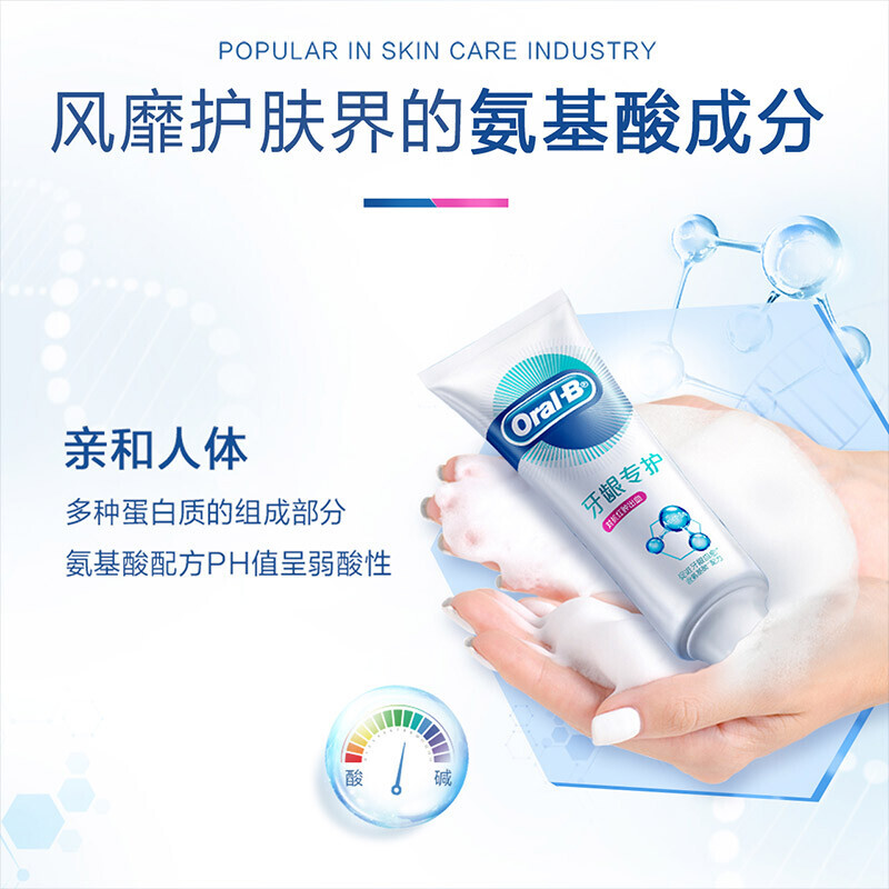 Oralb欧乐B氨基酸牙膏减少牙龈红肿清新口气含氟男士女士-对抗红肿140g*1支高清大图