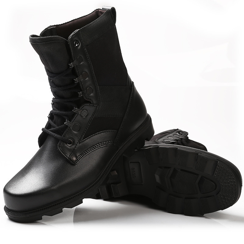 男靴时尚马丁靴头层牛皮户外耐磨橡胶底工装靴高帮靴靴子男军装靴zz07