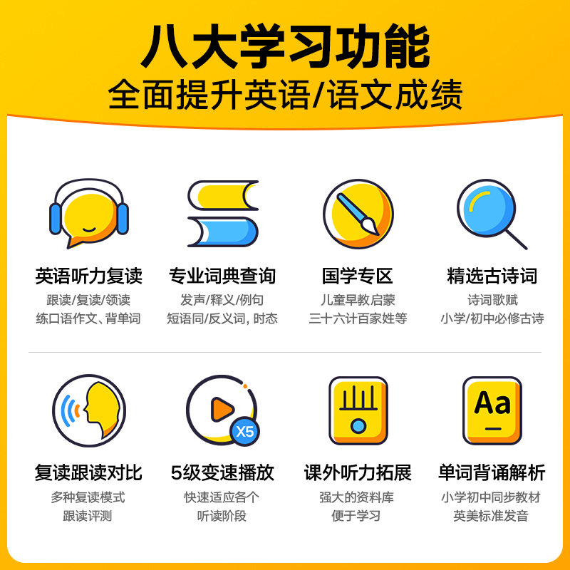 白色(资料已下好)收到即可用 升级学霸款(V500) 64GB [正版]复读机学习随身听播放器英语听力宝跟读小学生初高中高清大图