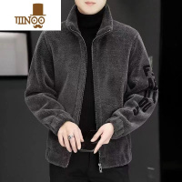 YANXU2023新款酷帅新款男士外套加厚保暖羔绒夹克一体毛呢