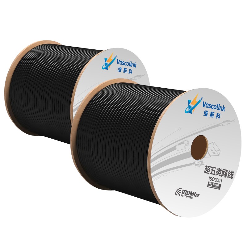 维斯科VasW-C5E-50BK2 0.50mm超五类4对非屏蔽双护套室外网线 305.00米/卷(计价单位:卷)黑色高清大图