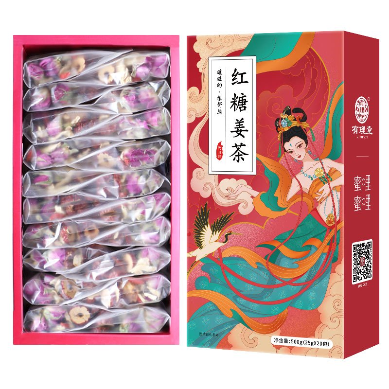 买3发5 红糖姜枣茶黑糖姜枣茶大姨妈调理小袋装红枣枸杞送女友有理堂20袋*25g