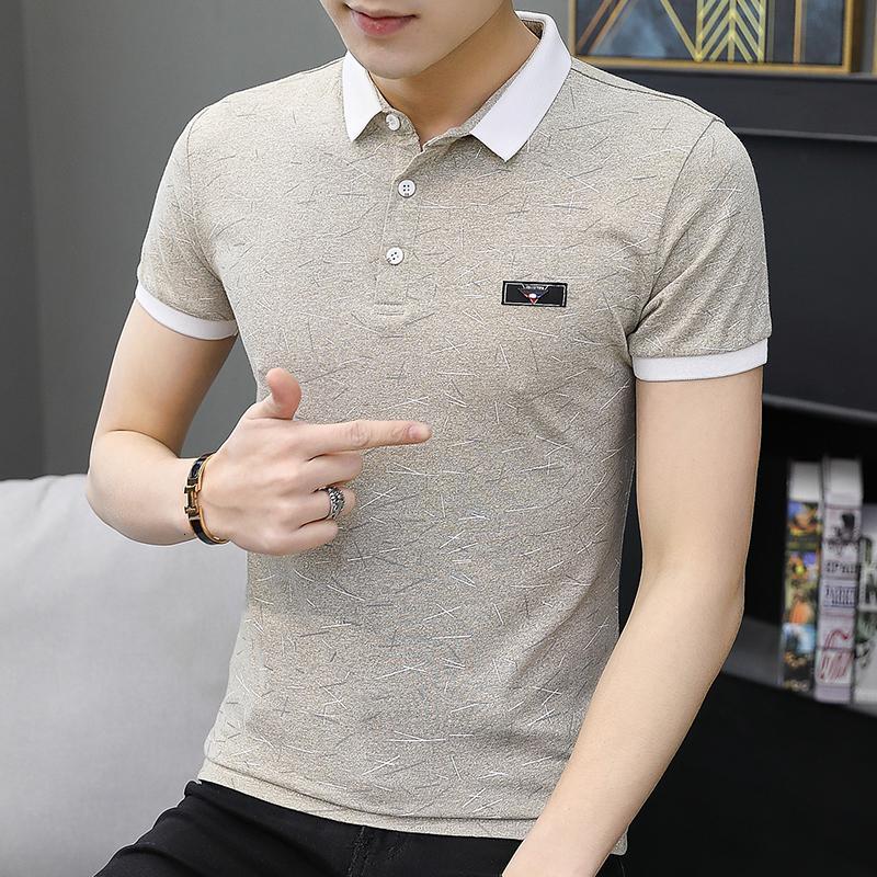 紫曼羽zimanyu2020新款夏季潮流男衬衫领polo衫短袖t恤