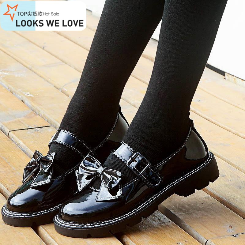 七色王国春秋季小皮鞋女孩13学院风10百搭黑色单鞋洛丽塔女童中大儿童