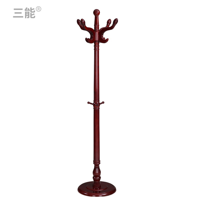 三能 办公家具 简约现代实木衣帽架落地式卧室内立式门厅创意挂衣架办公室大衣架其他木质衣帽架高清大图