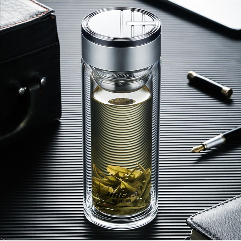 哈尔斯(HAERS) 300ml商务双层玻璃杯-金色 -HBL-W-300-73