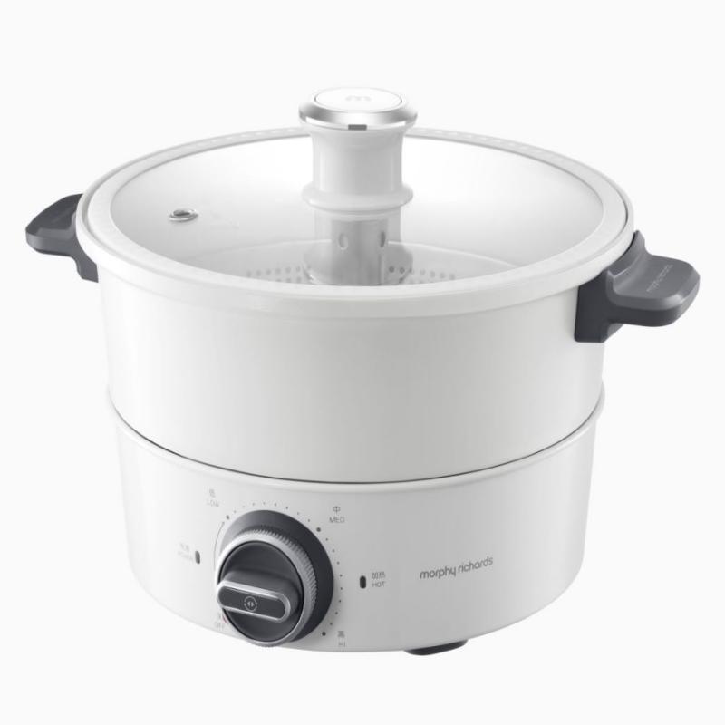 摩飞电器(MORPHY RICHARDS) 多功能锅 家用电火锅料理锅鸳鸯锅电煮锅热锅机械升降 MR9090 椰奶白4L高清大图