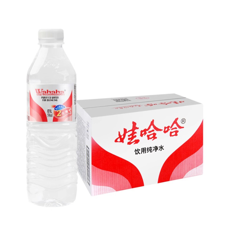 娃哈哈纯净水596ml*24瓶大瓶整箱装饮用水非矿泉水特价娃哈哈正品