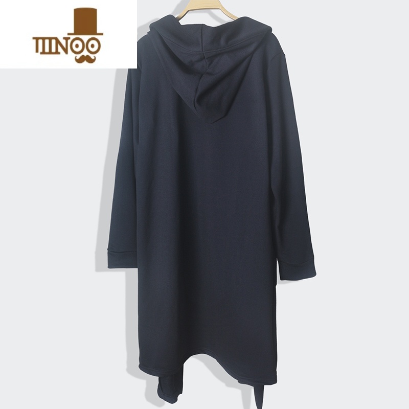 YANXU暗黑系长款风衣男外套宽松连帽英伦风过膝开衫披风休闲斗篷大衣潮高清大图