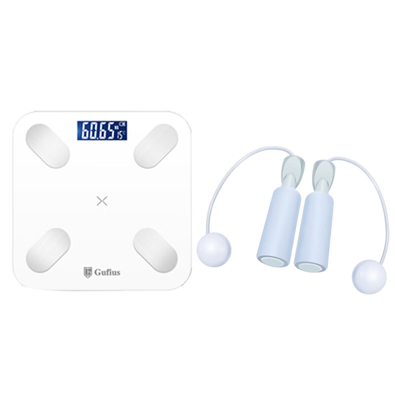 古菲斯Gufius LCD显示屏电子秤体脂秤体重计+跳绳 燃脂套装 S1