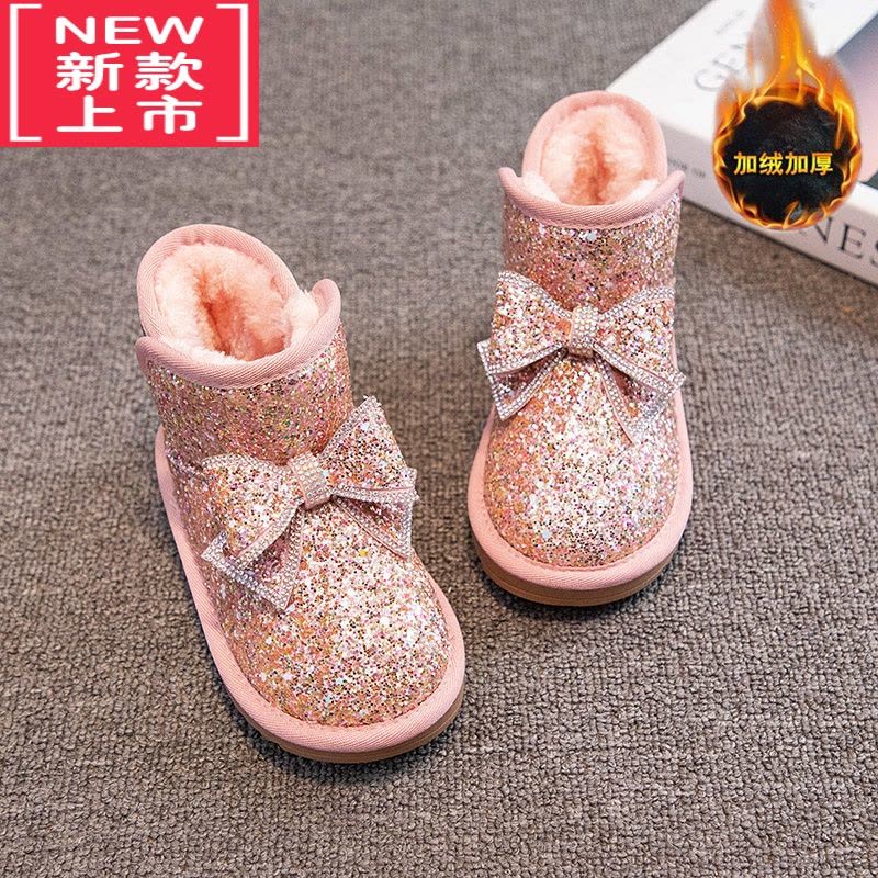 可莉允女童雪地靴2022冬季新款保暖防滑儿童棉靴小女孩短靴加绒加厚靴子图片