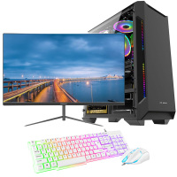 牛头 AMD九代八核处理器A9-9820/核显/8G高频内存/256G高速固态硬盘 外置无线WIFI 学生网课家用办公游戏台式机 台式电脑DIY组装机 电脑主机+24英寸电竞显示器
