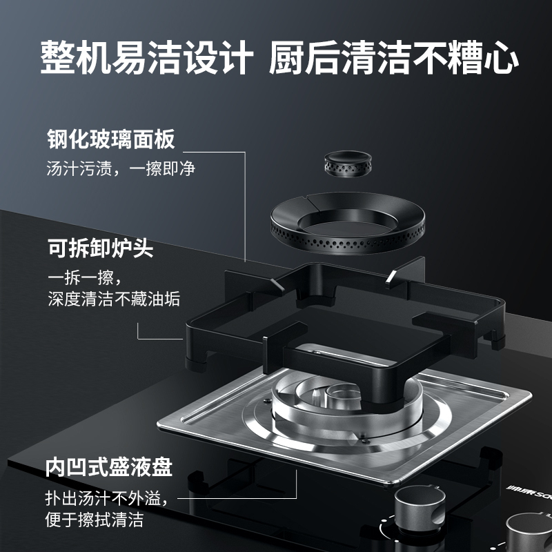 帅康(sacon)燃气灶嵌入式双眼灶炉灶台嵌两用钢化玻璃家用可调节单灶炉具煤气炉双灶台式单灶具煤气灶天然气LB850B1