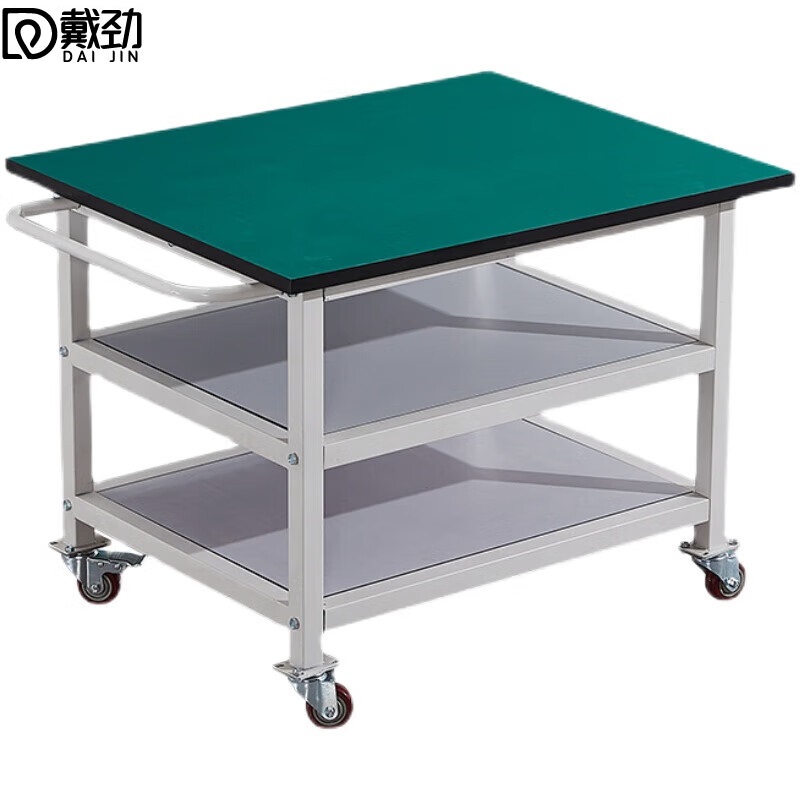 戴劲三层周转车物料车防静电工作台可移动桌操作台小推车140*80*75cm