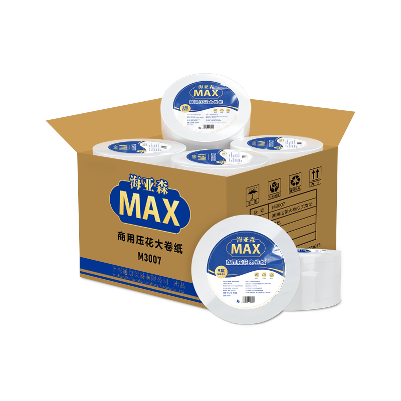 海亚森M3007商用压花大卷纸无香型 3层 700g/卷 12卷/箱高清大图