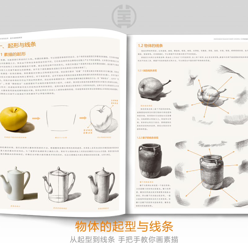 [醉染正版]彦和出版中考素描单个体静物临摹书画册照片书教程材敲门砖范本范画零基础美术初学者画画结构自学对画水果组合攻略绘高清大图