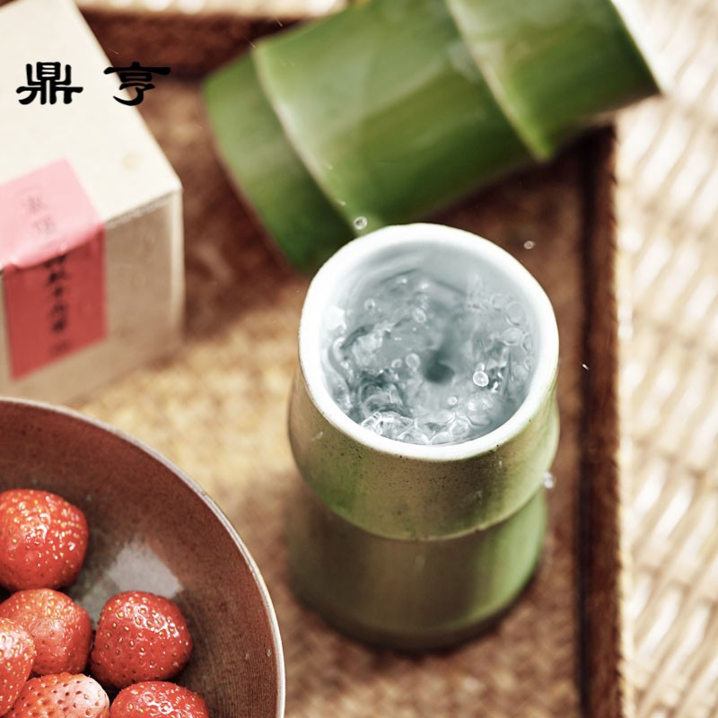 鼎亨 创意随手杯子陶瓷水杯 翠竹茶杯竹筒杯简约个性手工杯隔热