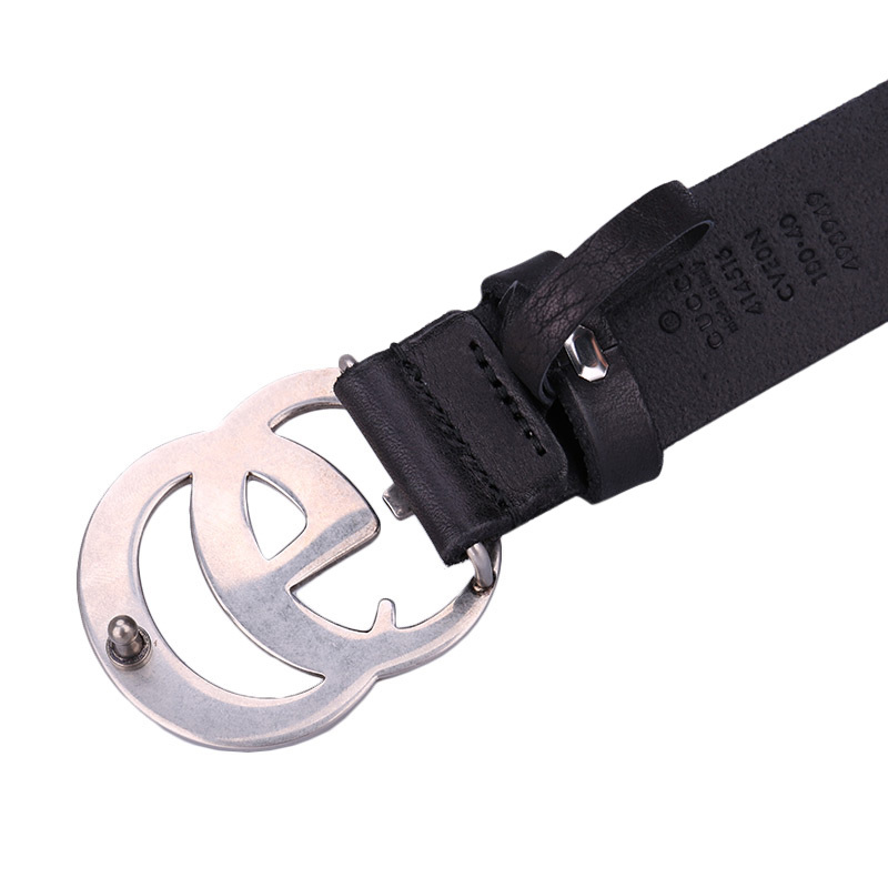 Gucci 古驰 男士黑色牛皮双G板扣腰带 414516-CVE0N-1000 黑色 90CM