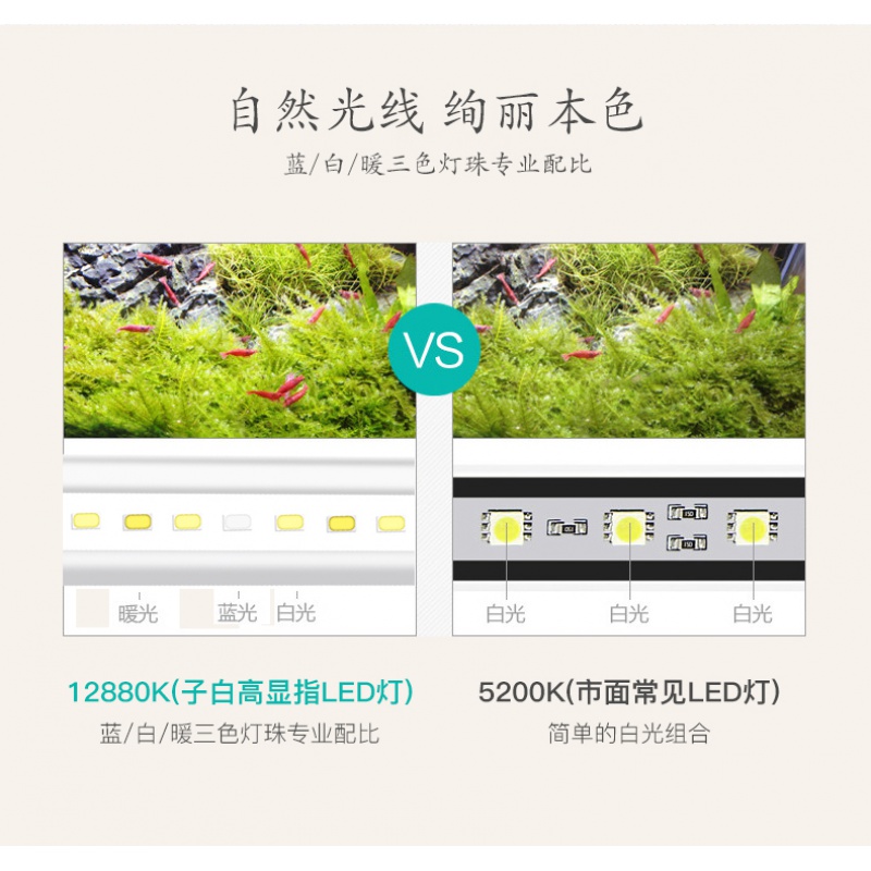 鱼缸灯led灯照明防水水族箱水全光谱缸灯架增艳超亮专业小型高清大图