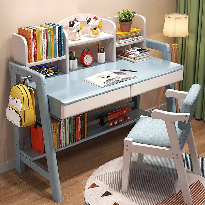 书桌儿童写字桌椅套装孩子简约魅扣家用课桌中小学生可升降实木学习桌