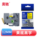 奥驰 标签色带12mm黄底黑字 个