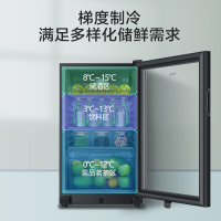 海尔(Haier)100升 冰吧酒柜家用冷藏冰箱客厅办公室冰柜冷柜 梯度温区 分区存储 LOW-E热膜除露DS0100A