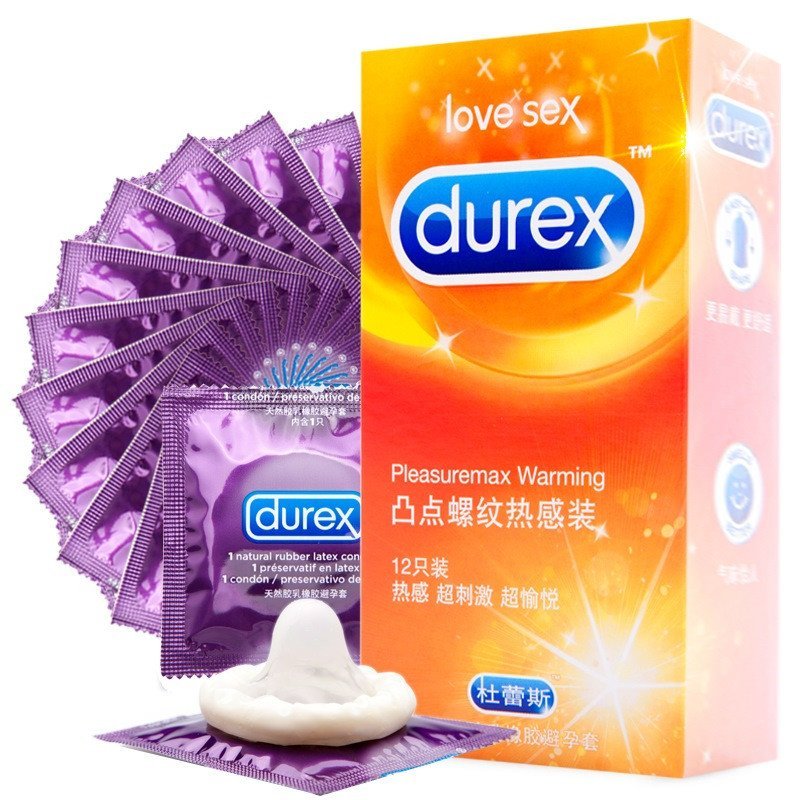 杜蕾斯(Durex)凸点螺纹热感12只装避孕套超薄款润滑安全套 成人情趣性用品