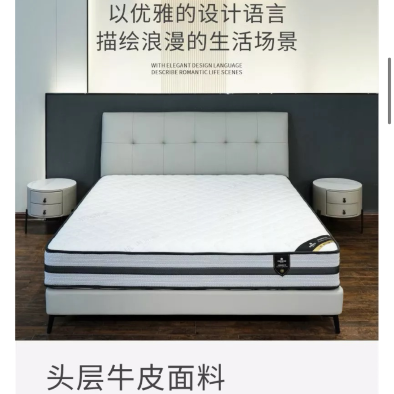 好风景家居舒适温暖纯实木框架头层牛皮RC9001P软床