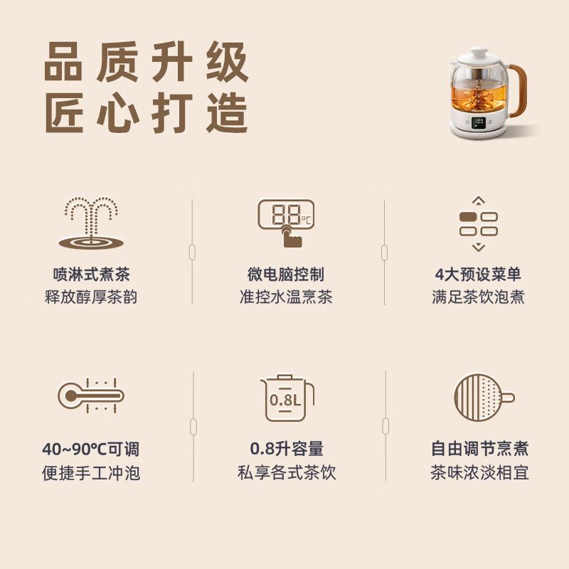 小熊(Bear) ZCQ-A08T1 0.8L 电热壶 (计价单位:台) 白色