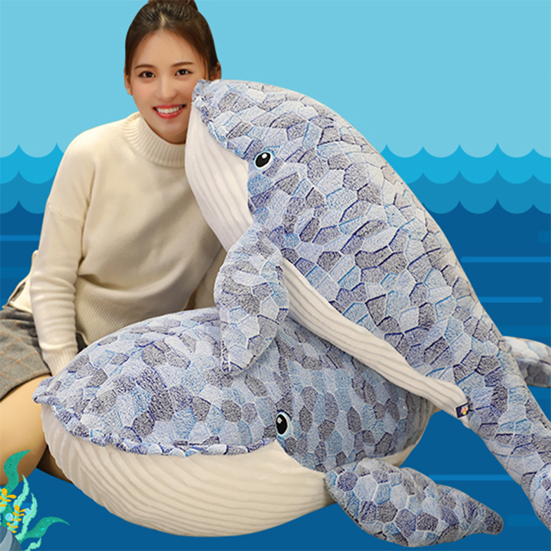 波巧毛绒可爱抱枕羽绒棉蓝鲸抱枕50cm70cm90cm110cm150cm
