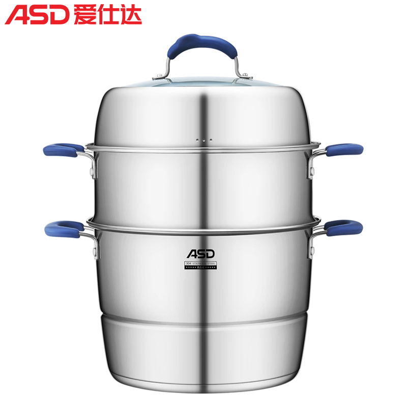 爱仕达(ASD)蒸锅 ZS30E1Q 30CM不串味304不锈钢蒸锅三层蒸锅具 带蒸笼屉高清大图