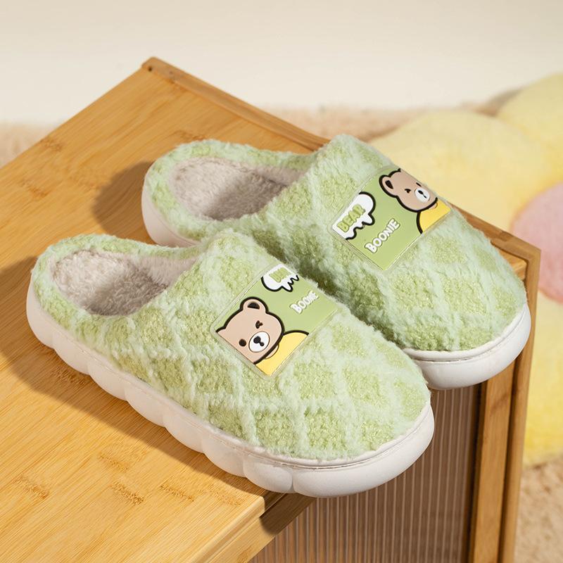 2024新款冬季棉拖鞋女居家厚底防滑加绒保暖外穿情侣毛 毛棉拖鞋女高清大图