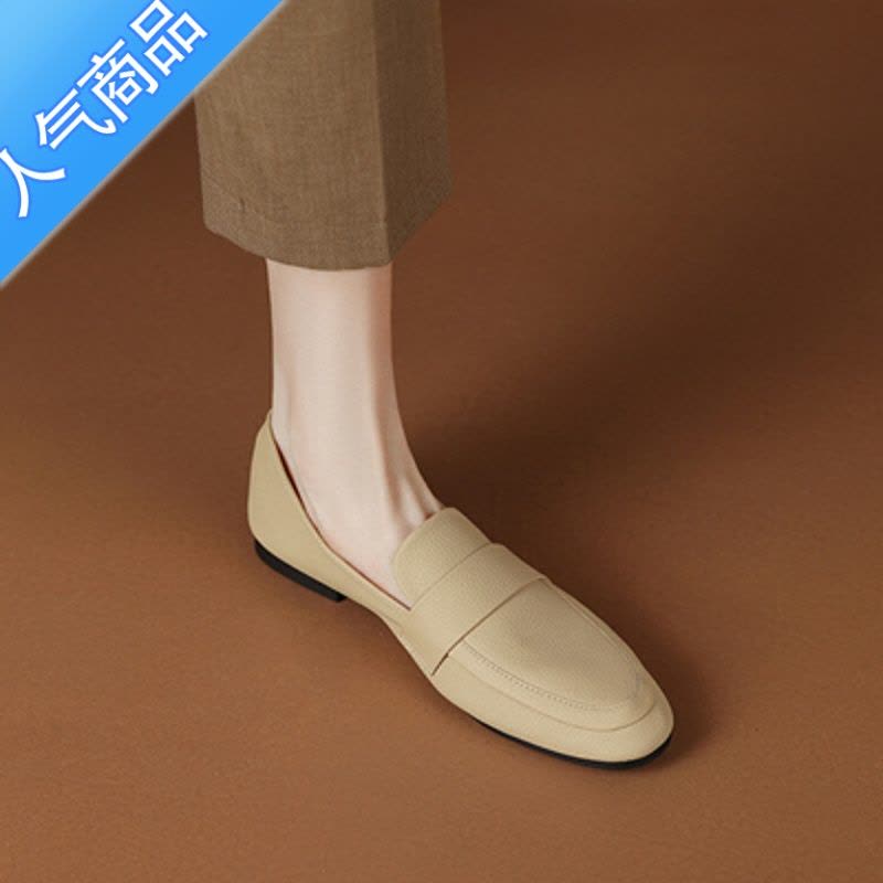 SUNTEK巨柔软~软底乐福鞋女2023年新款一脚蹬豆豆鞋英伦风平底单鞋图片