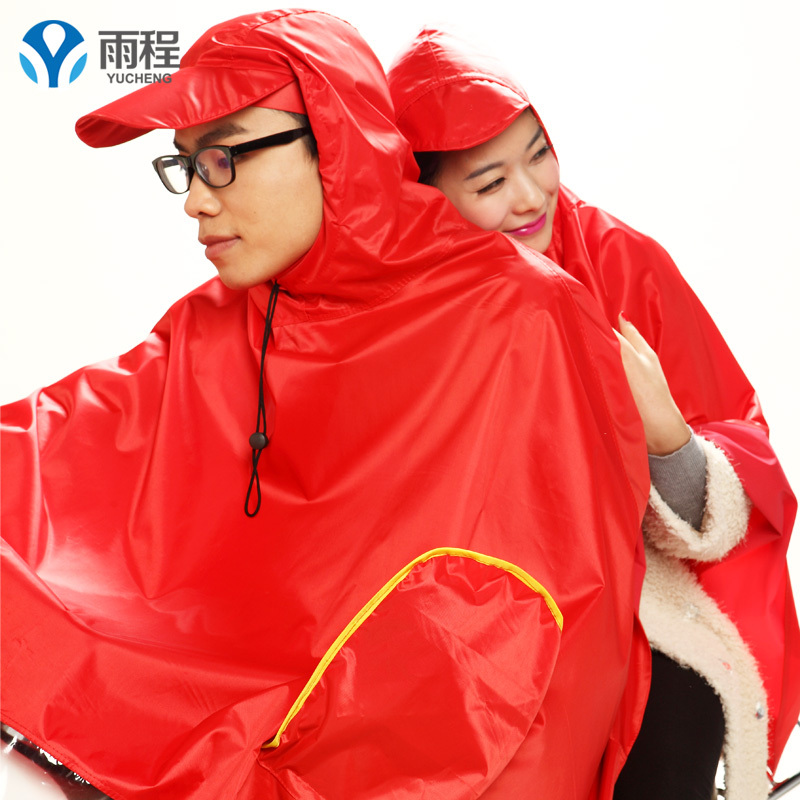 双人雨衣摩托车雨披电动车雨衣加厚加大时尚男女款大帽檐