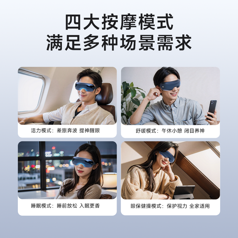 SKG眼部按摩器仿生气囊指腹按揉护眼仪可视可折叠眼部按摩仪热敷睡眠眼罩E3 2代蓝色高清大图