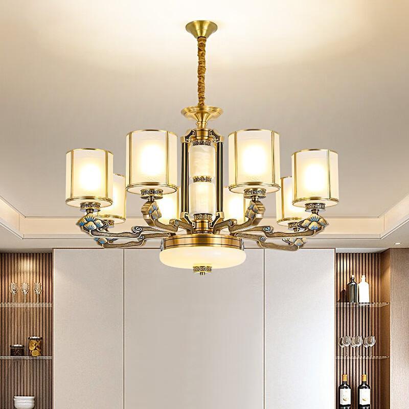 觅物新中式客厅吊灯全铜古典禅意中国风别墅大厅包厢高端卧室餐厅灯具
