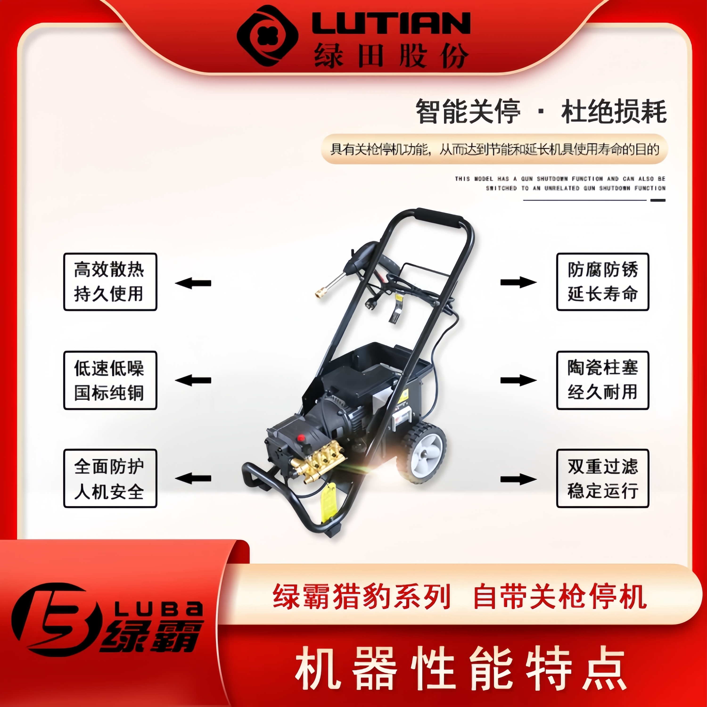 绿田绿霸猎豹C16BG关枪停机高压洗车机猎豹商用清洗机220V高清大图