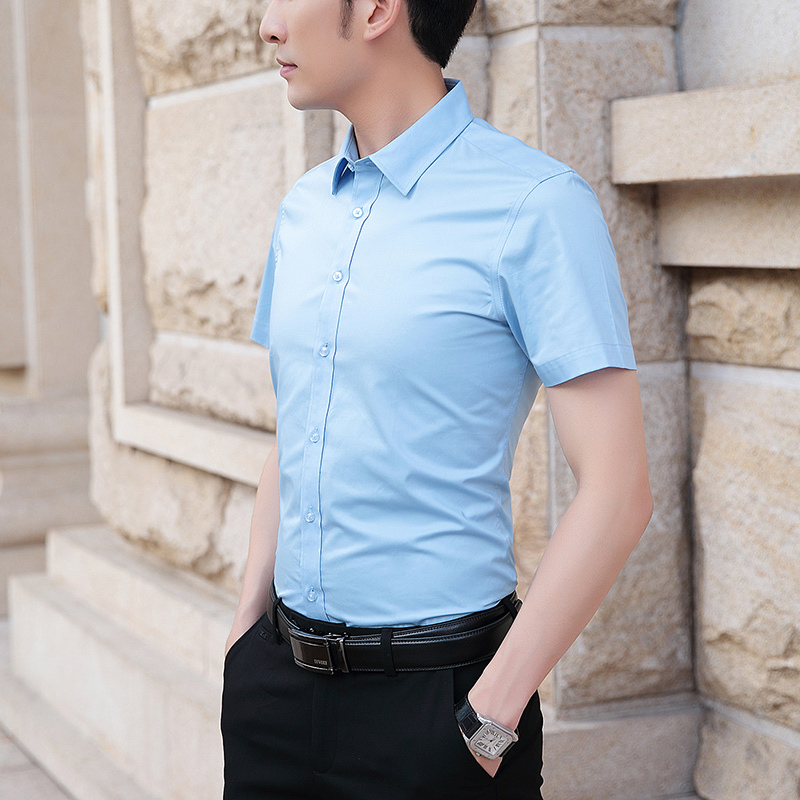 孟康mengkang夏季白衬衫男短袖商务休闲寸衫职业正装韩版修身男士潮流
