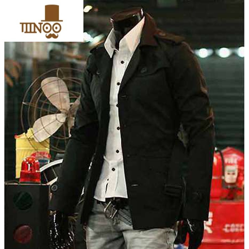 YANXU2023新款男士风衣短款青年商务休闲帅气英伦修身大衣夹克外套高清大图