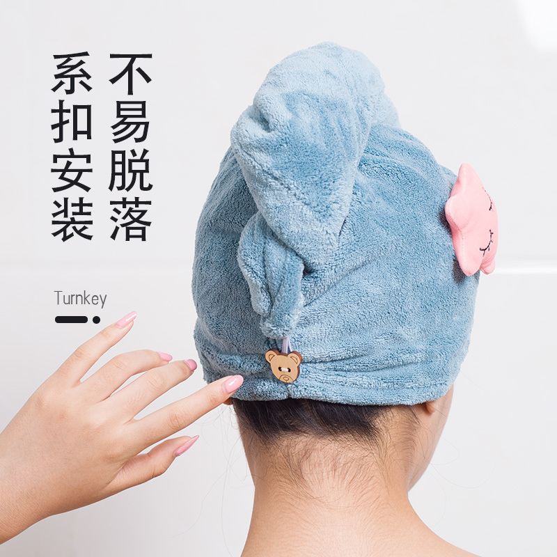 长发成人女吸水浴帽干发帽包头巾洗头速干帽子毛巾帽头发巾 三维工匠 干发帽—落栗咖
