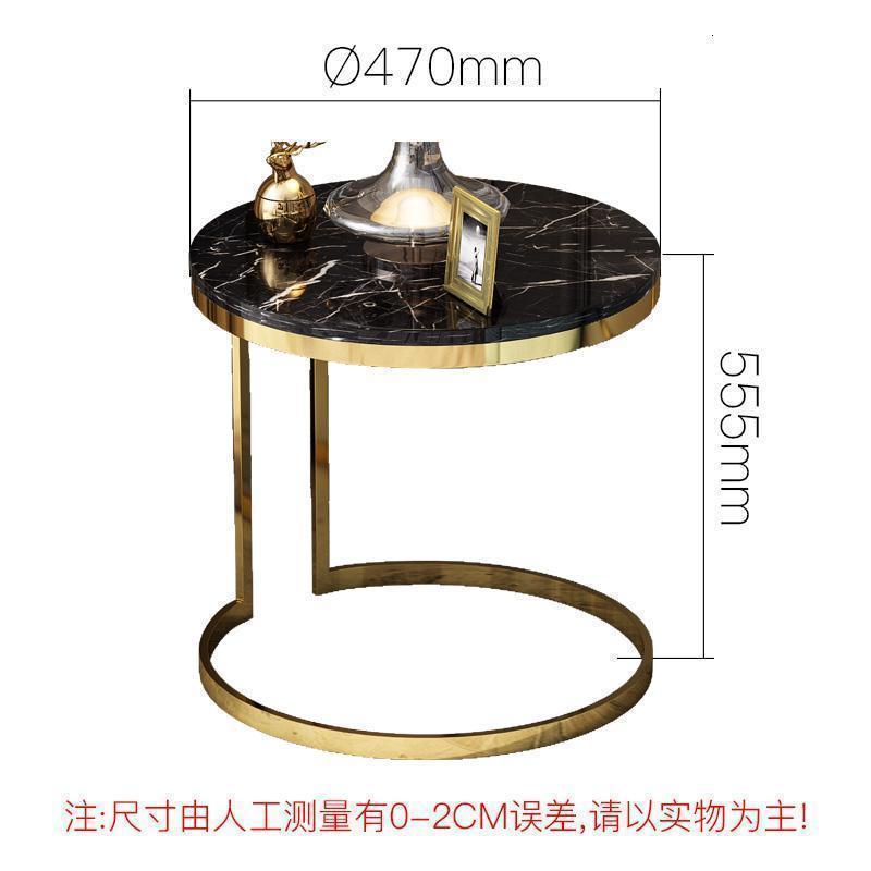森美人现代简约美式角几客厅边几轻奢大理石沙发边几圆形小茶几 款式4：黑白根