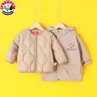 史努比(SNOOPY)童装儿童脱卸羽绒服女中小童宝宝加厚素色洋气时尚保暖羽绒服AJ018